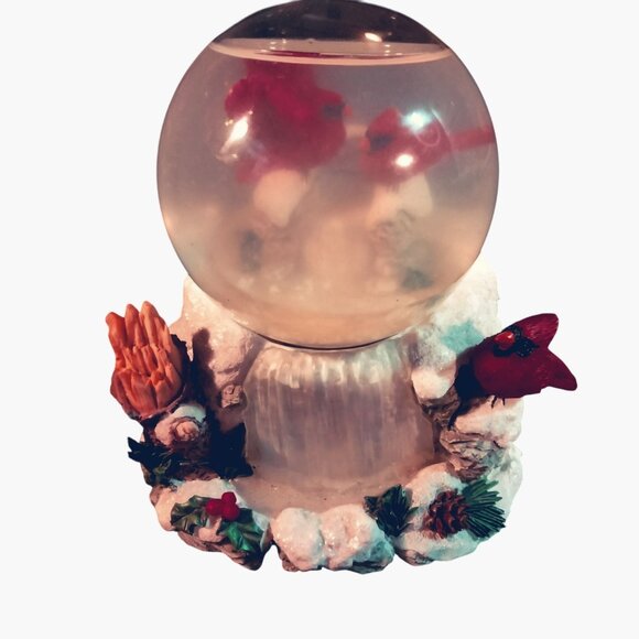 Cardinal Snow Globe Waterfall Scene Cloudy Craft - Picture 9 of 10